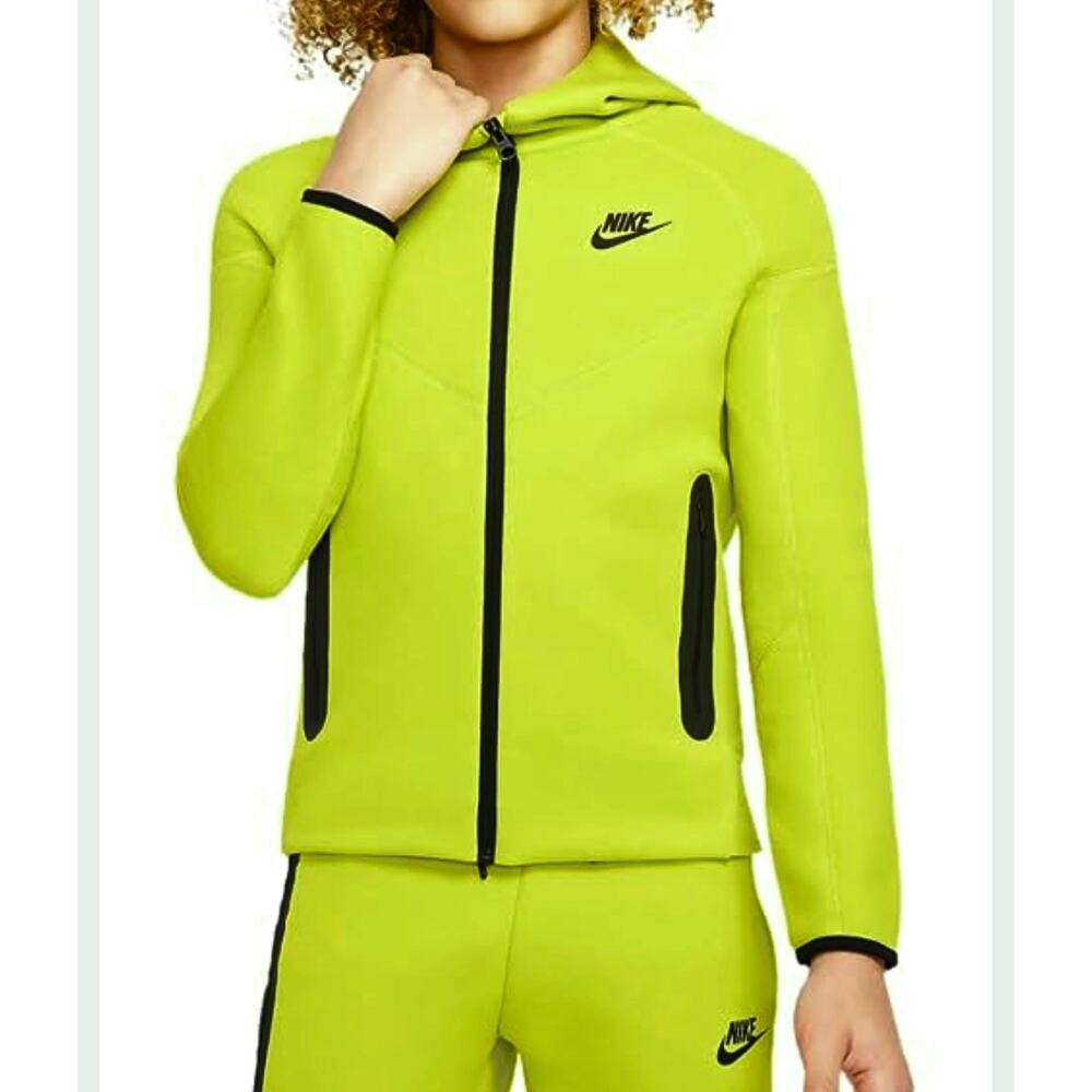 Kids Nike Tech Fleece Windrunner Full Zip Hoodie- XSmall. Catcus/Black